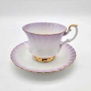 1950s Royal Albert Bone China Rainbow Pastel Purple Teacup & Saucer